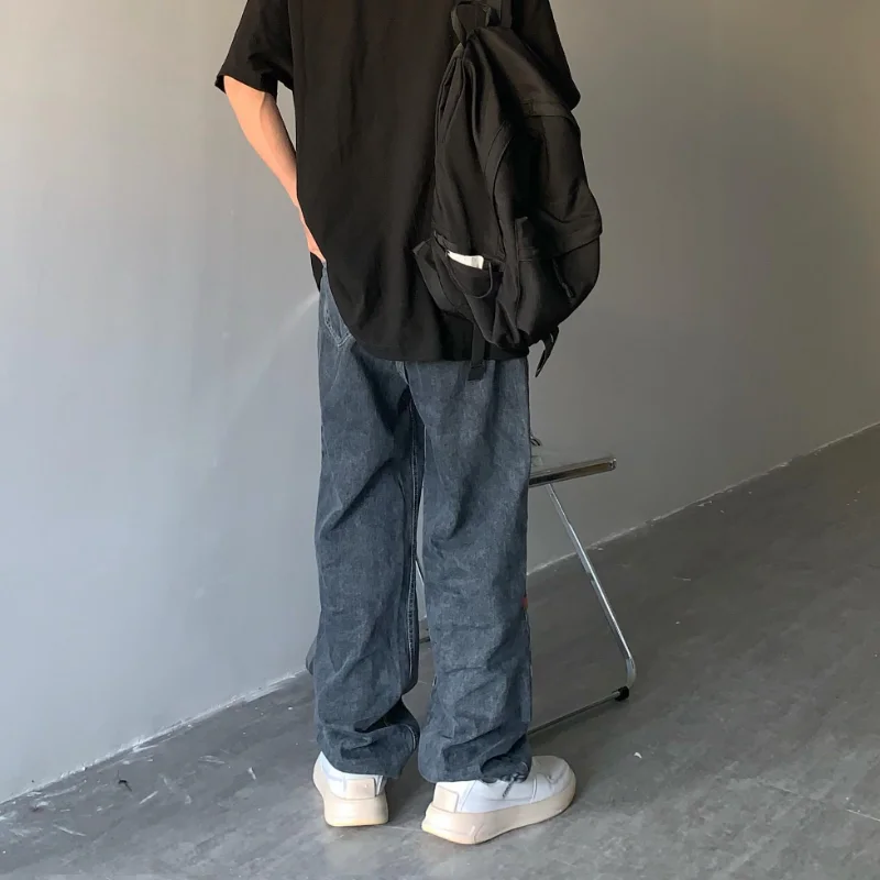 DEEPTOWN Loose Graffiti Jeans Men Straight Hip Hop Denim Pants Oversize Trousers Male Streetwear Korean Casual Plus 5XL Spring