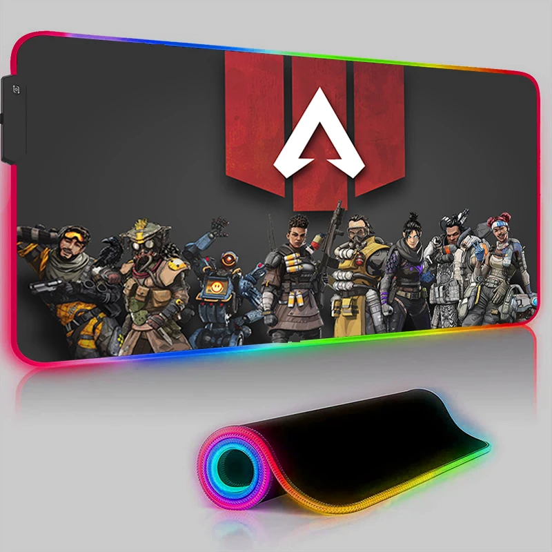 

Резиновый светодиодный коврик для мыши RGB Apex Legends, коврик для мыши, аниме игровой коврик для клавиатуры, компьютерные аксессуары, игровые коврики для ноутбука