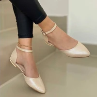 spring autumn shoes for female footwear women shoes solid color pointed toe 2022 sexy buckle ankle casual ladies flats sandals
