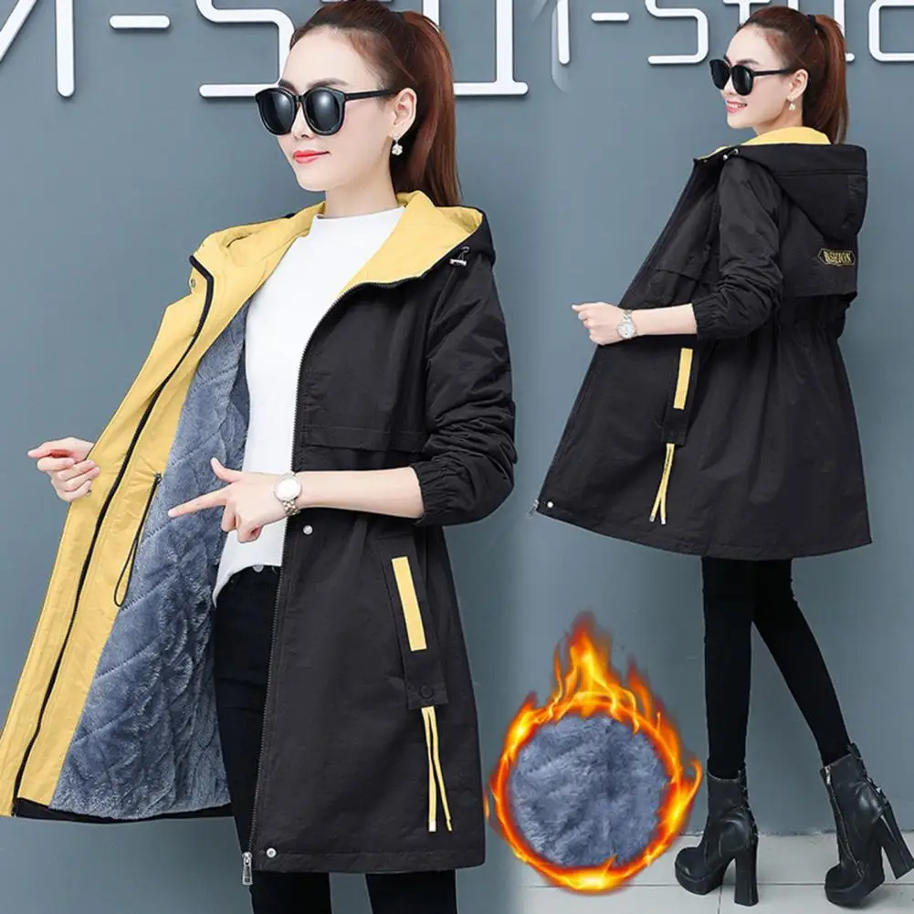 

Stylish Women Winter Coat Pockets Winter Windbreaker Plush Cardigan Winter Windbreaker Keep Warm