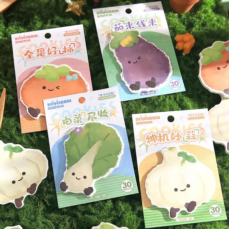 Фото 30 шт. милые липкие заметки Kawaii Fun Sticky Notes, объемные липкие блокноты с растительной тематикой, самоклеящиеся блокноты для заметок, подарок для детей №1