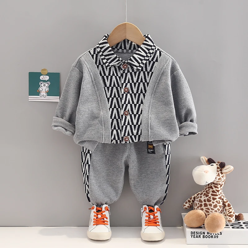 

Spring Autumn Baby Boys/Girls Clothes Suit Children Fashion Stitched Knitted Coat Pants 2Pcs/Sets Toddler Casual Kids Tracksuits