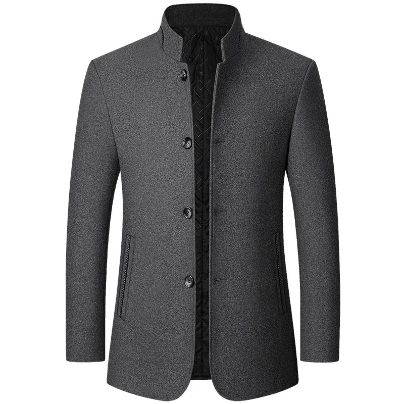 

Chinese Style Standing Collar Jacket Autumn and Winter New Men's Solid Color Zhongshan Suit Men's Slim Fitting Jacket Clothing
