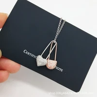 silver necklace inlaid zircon pin heart pendant simple fashion multiple wearing necklace new product listed factory sales