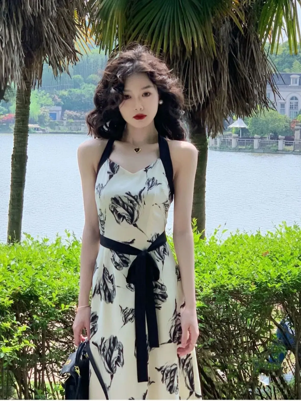 

Summer New Women Spaghetti Strap Midi Elegant Print Dress Sleeveless Party Beach Sexy Vestidos One Piece Clothes