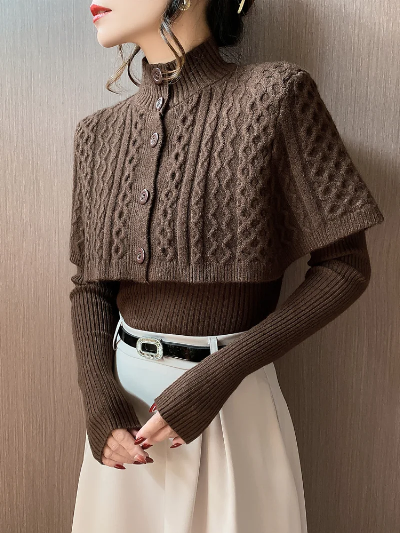 

Mohair Women's Sweaters Winter 2022 Patchwork Cashmere Pullover + Cardigan Fashion Korean O-Neck Long Sleeve Slim Fit Jumpers