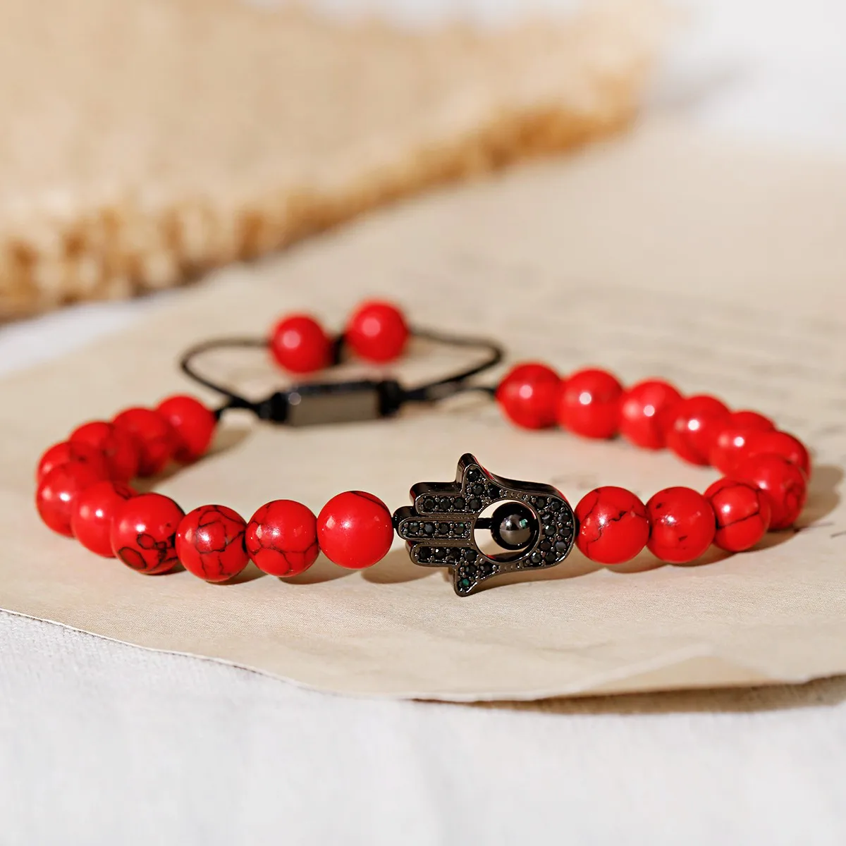 

2022 Luxury Hamsa Hand Evil Eye Bracelet Homme Luxury Natural Stone Beads Weaving Bracelet Homme