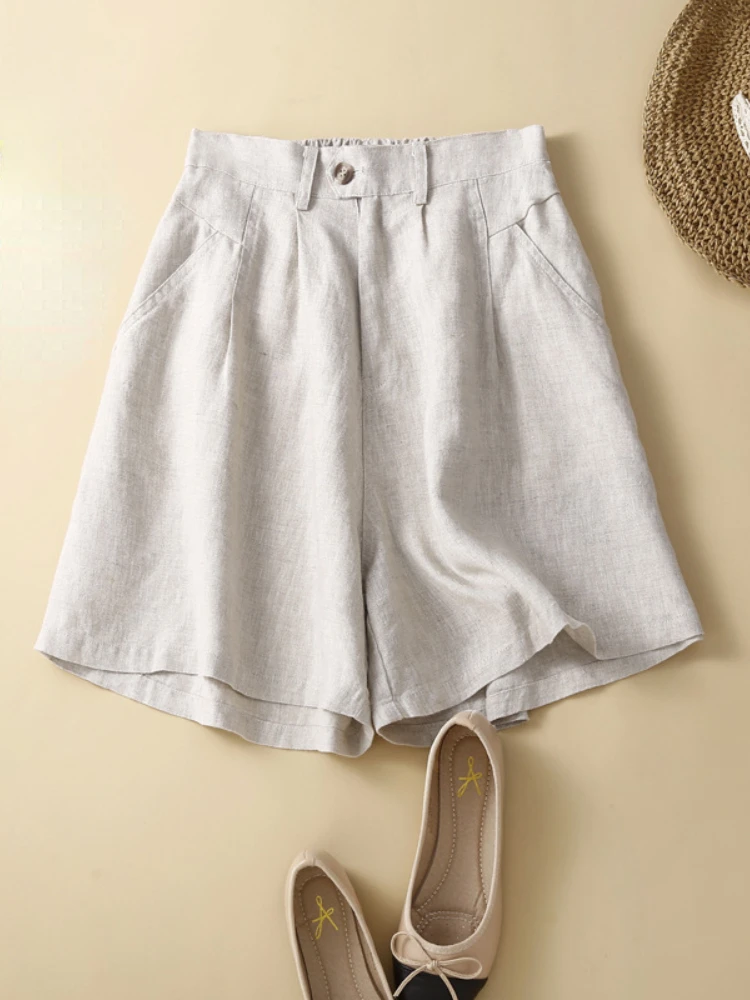 

Женские шорты, летние свободные облегающие брюки с широкими штанинами, шорты в повседневном художественном ретро-стиле с пуговицами на талии, спортивные брюки, стильная женская одежда