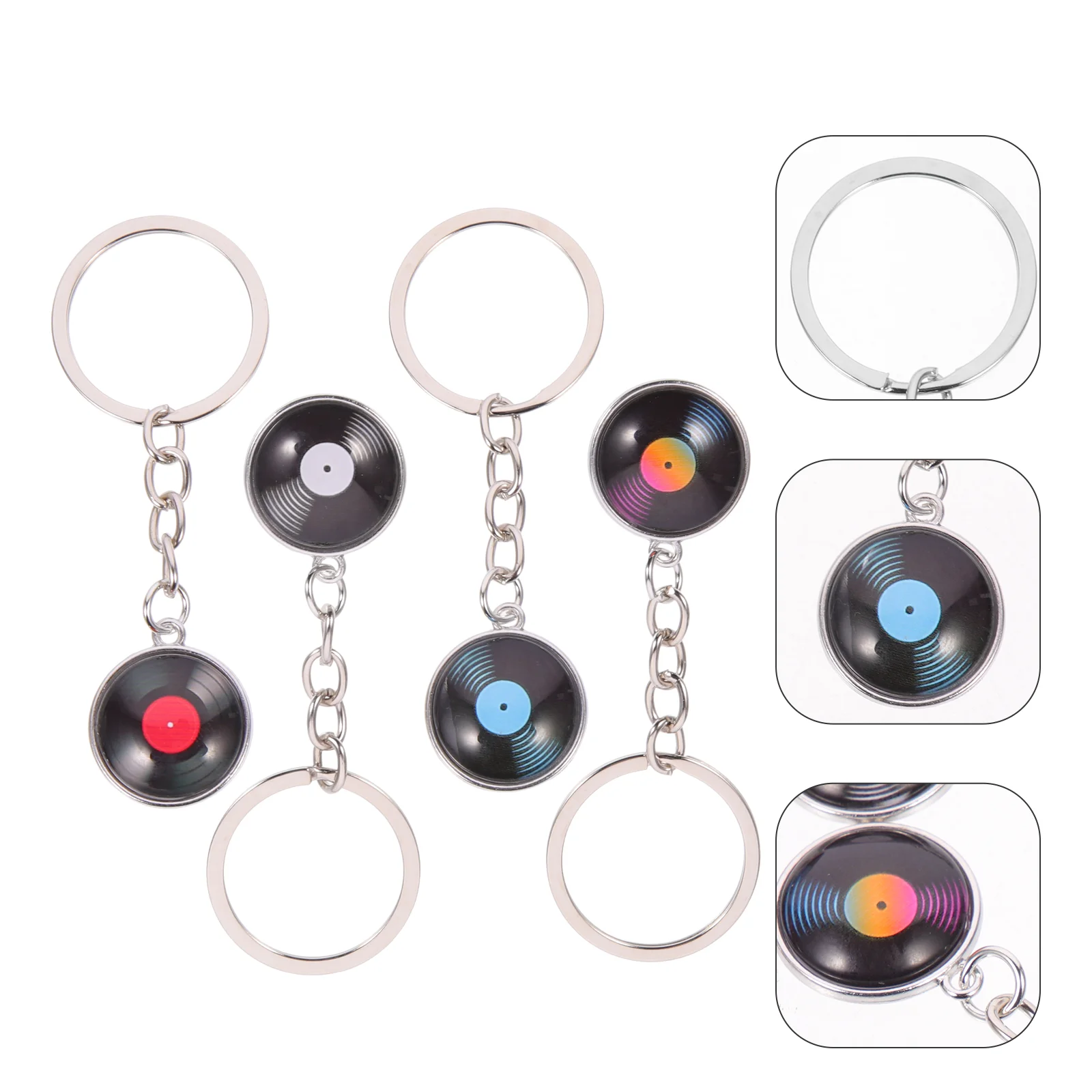 

4 Pcs Friendship Key Ring Music Gift Keychain Backpacks Vinyl Record Keychain Designer Key Chain Metal Vinyl Records