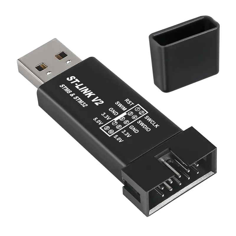 Фото DT21 ST-Link V2 STM32 Симулятор, программатор, отладчик SWD SWIM для STM8 STM32, корпус из алюминиевого сплава №3