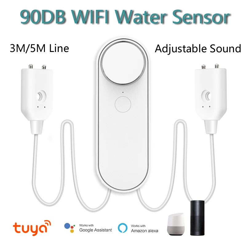 

Tuya Wifi Water Detector Leakage Sensor Alarm Leak Detector 90DB Sound Tuya smart Smart Life APP Flood Alert Overflow Security