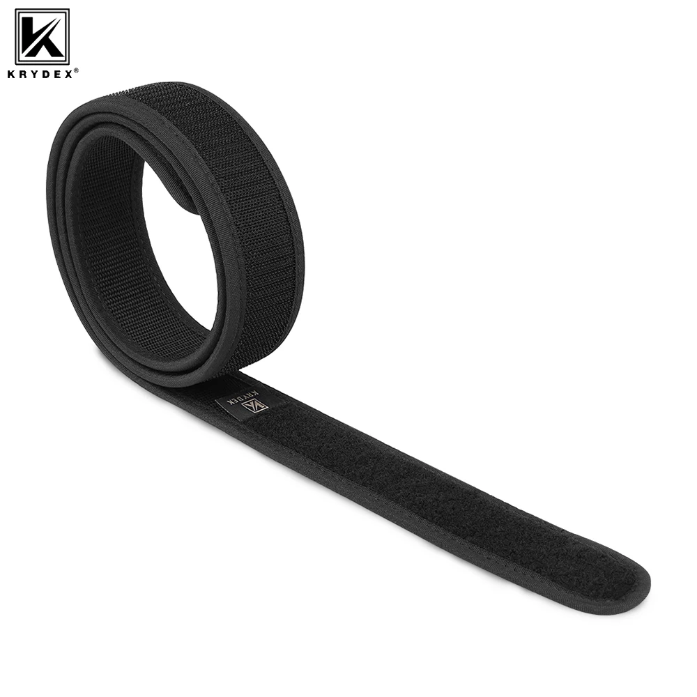Фото Тактический ремень KRYDEX 1.5'' без пряжки с внутренней креплением-крючком, черный, для мужчин, для EDC, для работы, охоты, активного отдыха №1