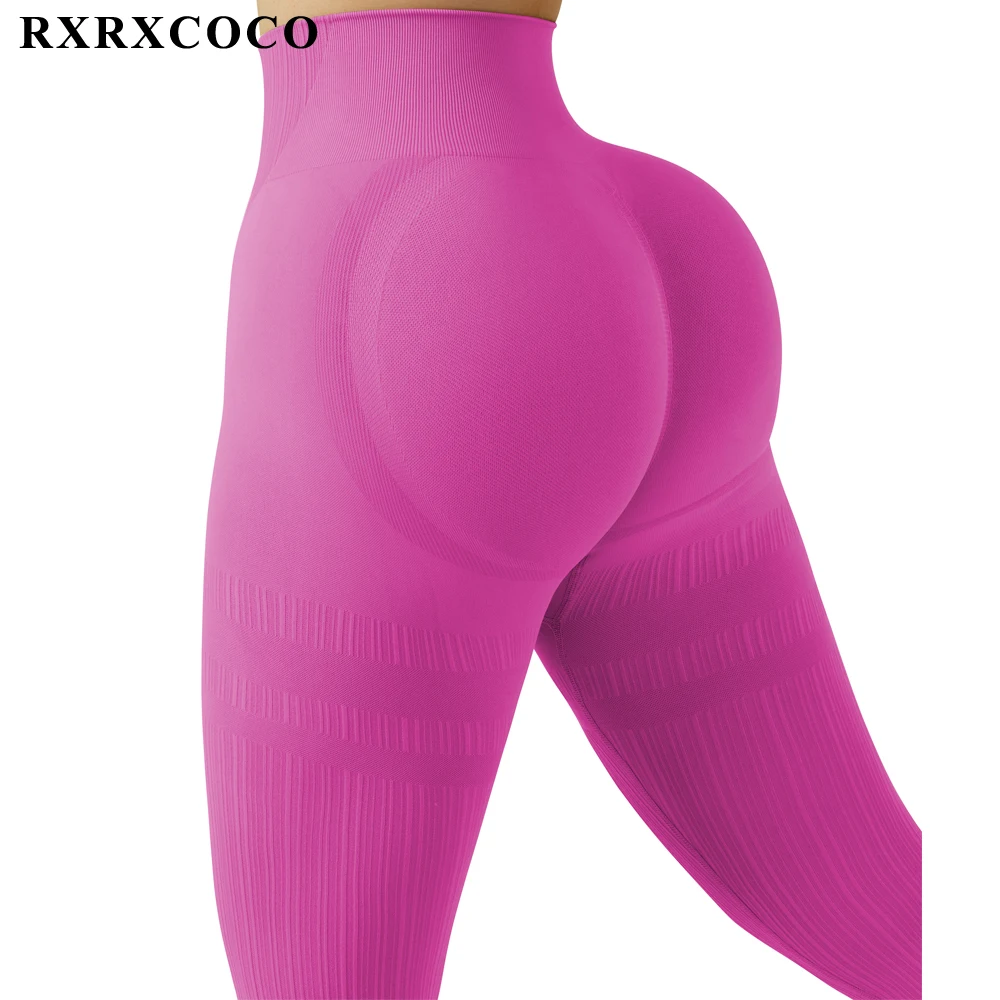 

RXRXCOCO Women Seamless Solid Leggings High Waist Casual Women's Yoga Pants Push Up Fitness Workout Sport Leggings Pants 2022