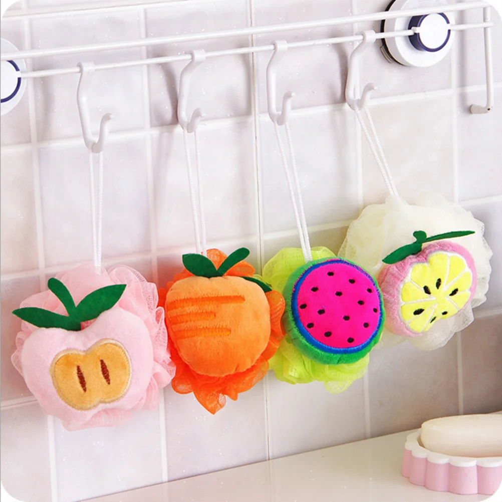 2 шт. цвета в форме фруктов шарик для ванны сетчатый губчатый пуф душа (клубника и