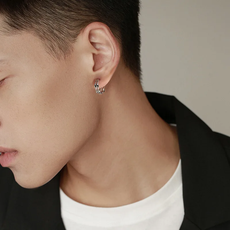 

925 Silver Earrings For Man Designer Luxury Aesthetic Vintage Ear Studs Crystal Korean Style Simple Versatile