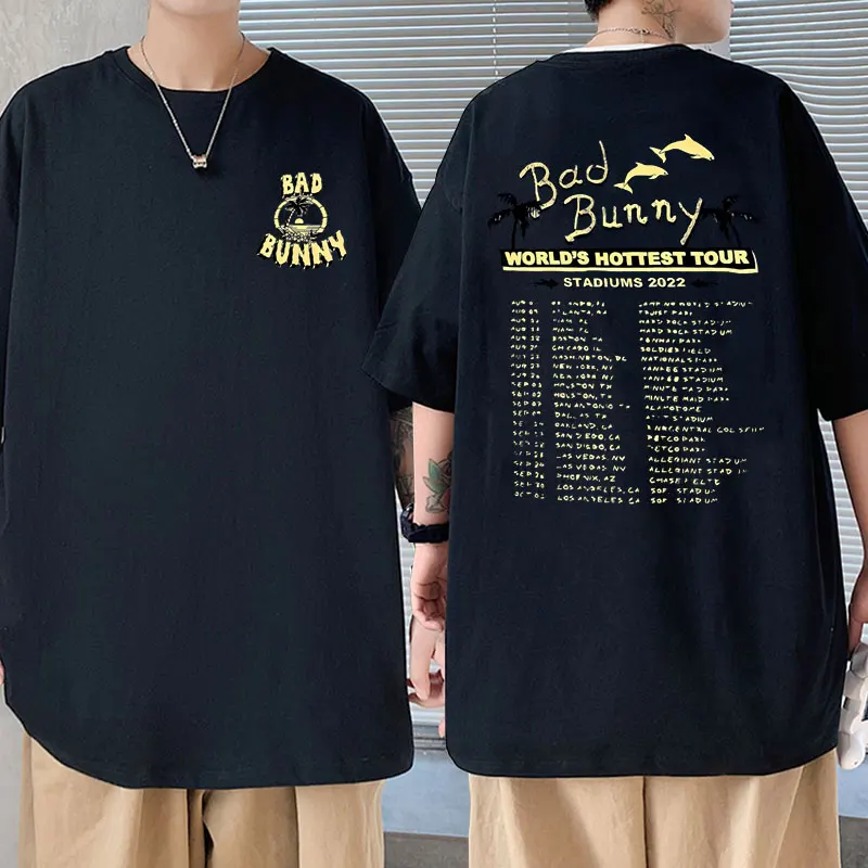 

Rapper Bad Bunny Graphic Tshirt Un Verano Sin Ti World's Hottest Tour Stadiums 2022 T Shirt Hip Hop Men Quality Cotton T-shirts