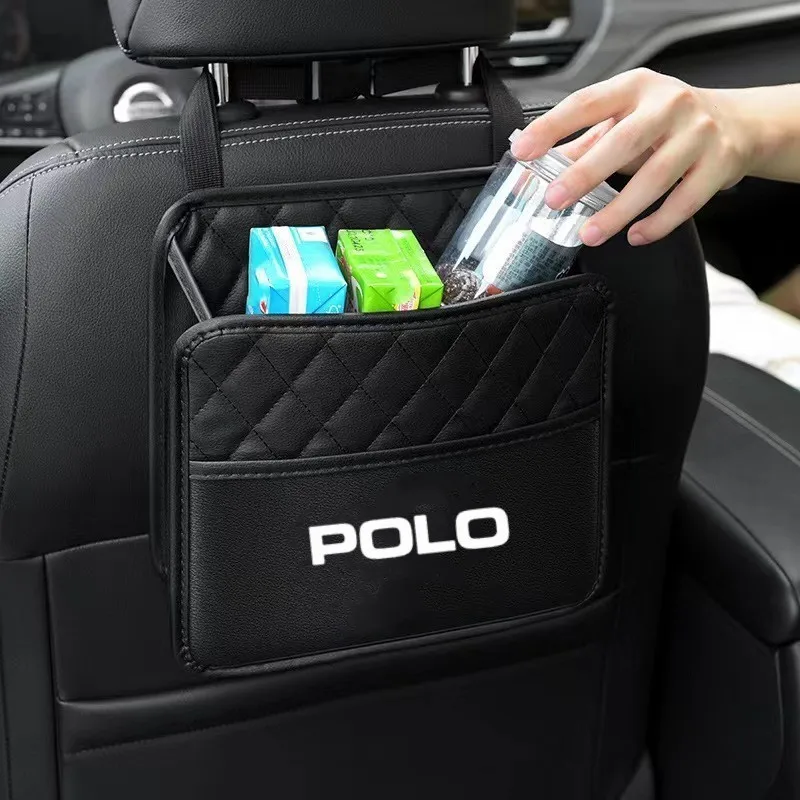 

Leather Car Seat Back Storage Bag Car Garbage Storage Box For Volkswagen VW Polo 6R 6N 6N2 6C 9N 9N3 Rline R Line Car Accessory