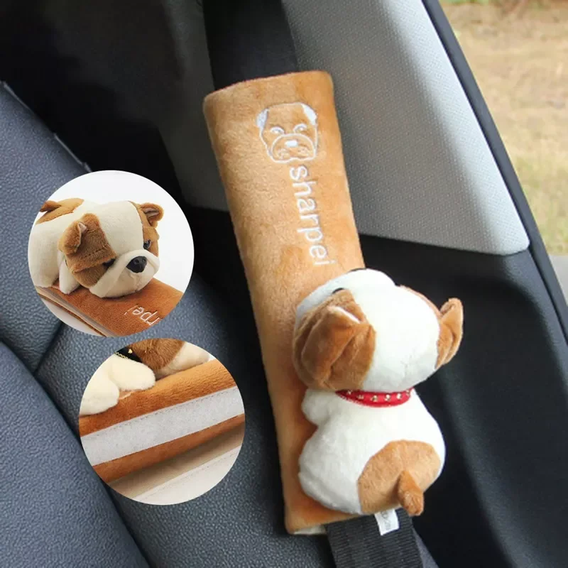 

Cute Doll Car Seat Strap Belt Cushion Cover Stuffed Plush Animal Travel Pillow Car Safety Belt Toy Pet Protect Shoulder