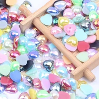 8mm 10mm 12mm ab color heart pearl bead resin flatback for sewing dress garment bag shoe headwear jewelry