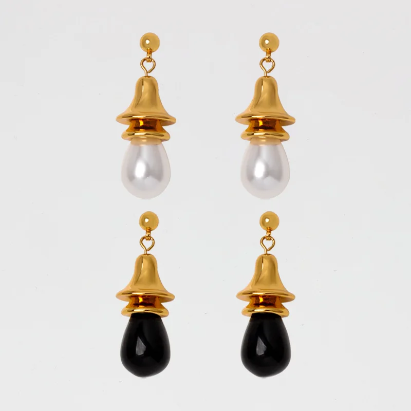 

Pearl earrings female ins style light luxury earrings fashion bell silver needle earrings temperament design high-end earrings