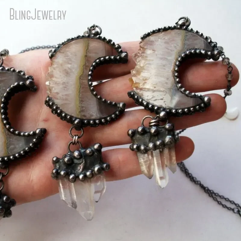 10 шт. кулон в виде полумесяца ведьмы Викки цитрина ожерелье с кристаллами