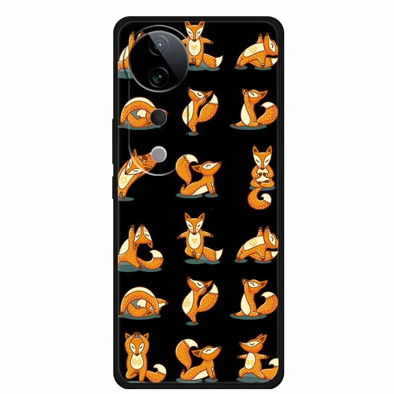 Чехол для Vivo T3 Ultra чехол милый мультяшный Черный силиконовый мягкий телефона