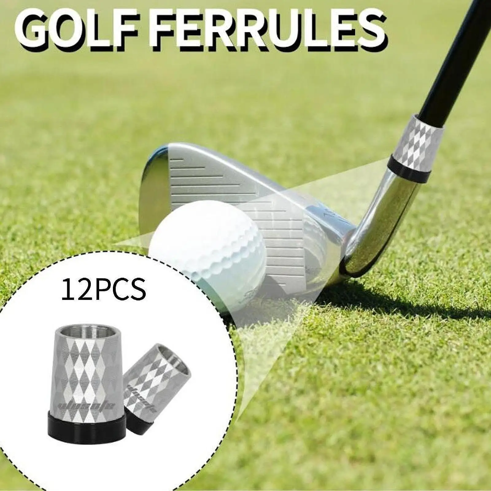 12Pcs Golf Ferrules End Caps Lightweight for Iron Wedge Club Parts Covers Taper Tip Adapter Men Women Golfer Outdoor