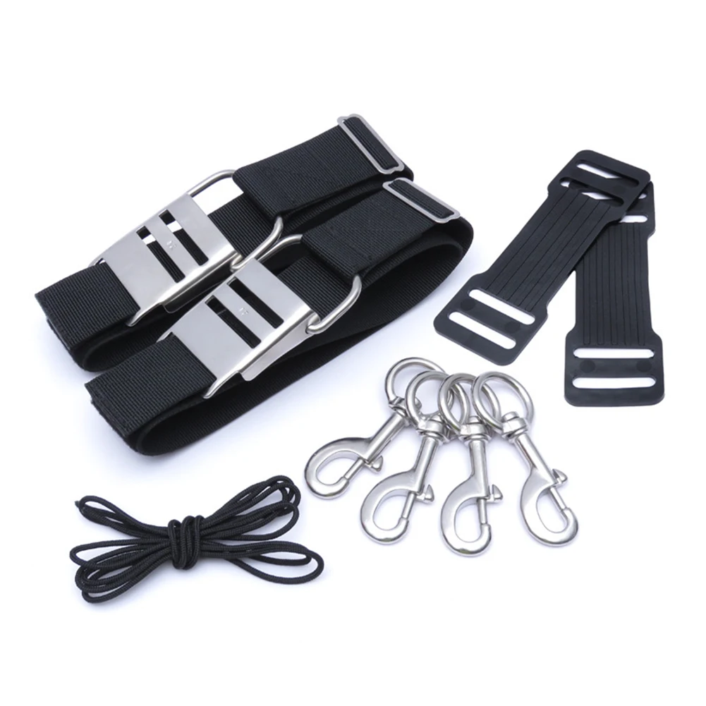 

High Quality Weight Webbing Belt Diving Tank Strap Diving Kit 304 Stainless Steel 9pcs/set Black Durable Non-slip