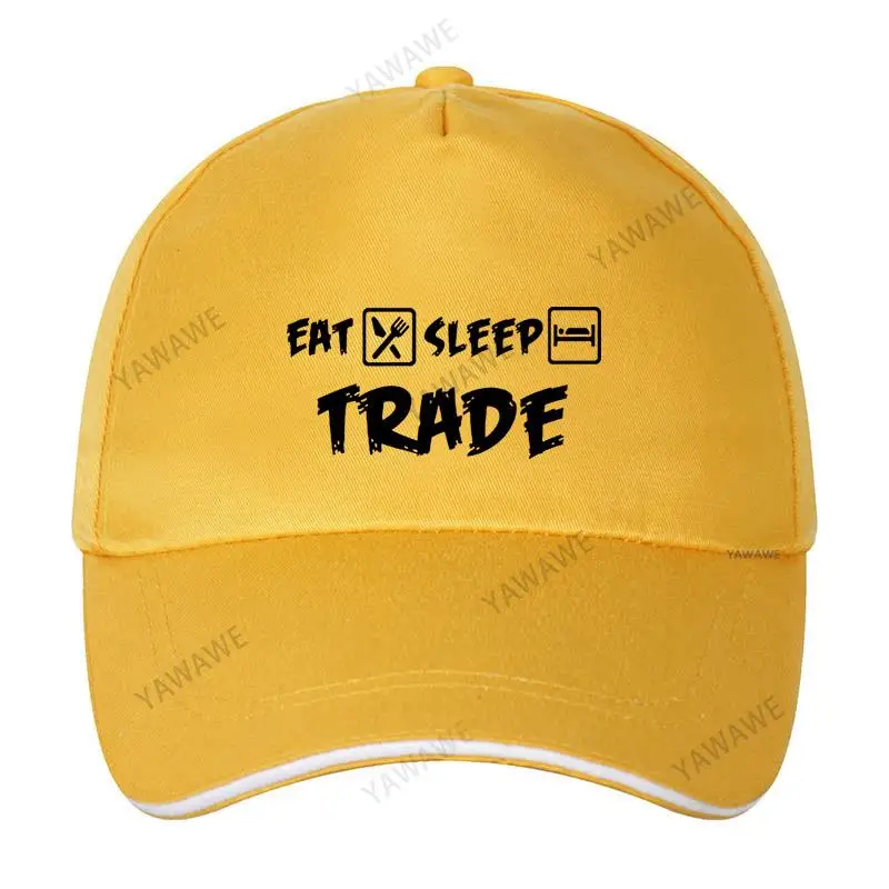 

Black Casual Boys Printed Fish caps Eat Sleep TRADE Fashion yawawe print Unisex Snapback hats Summer Solid Sunhat