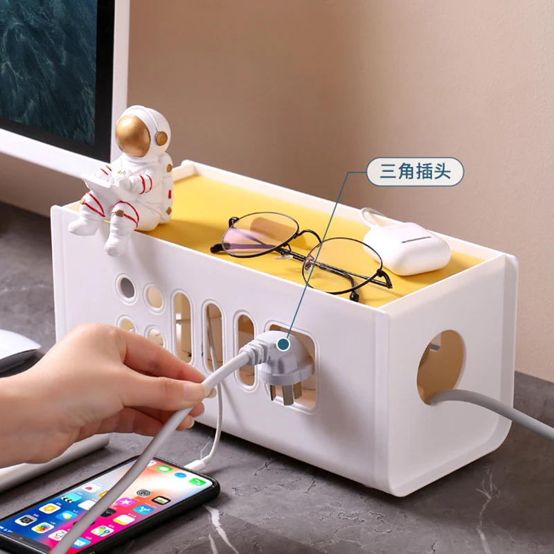 

Colour Cable Storage Box Power Board Wire Management Socket Strip Wire Case Dust Charger Socket Organizer Network Bin Charger