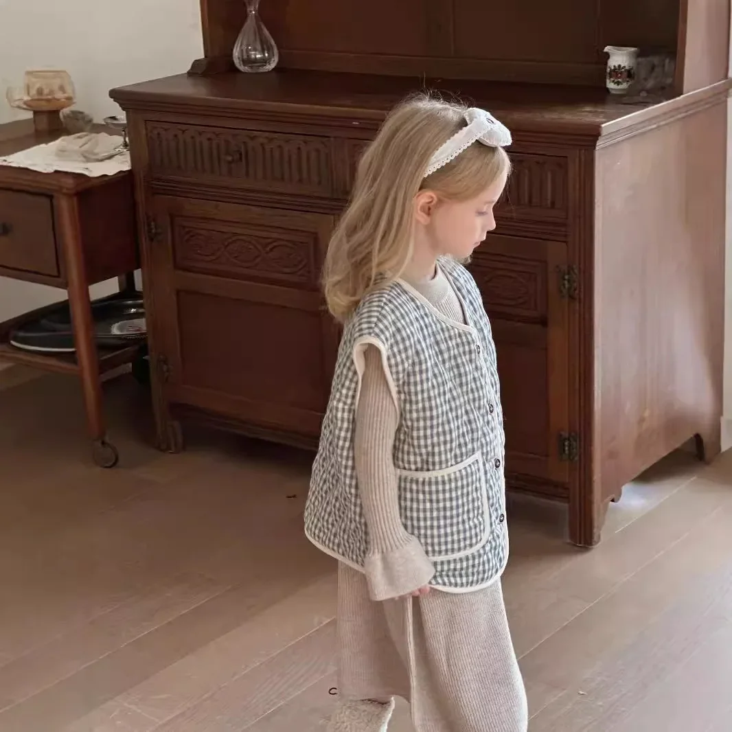 Жилеты для девочек новинка 2024 зимняя детская одежда корейский стиль детские