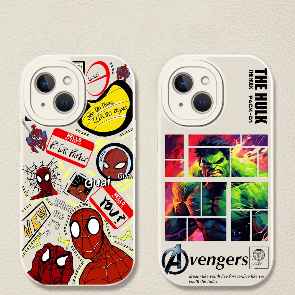 Мягкий силиконовый чехол S-Spider M-Man для iPhone 15 Plus 14 13 12 11 X XS XR Pro Max Mini 8 7