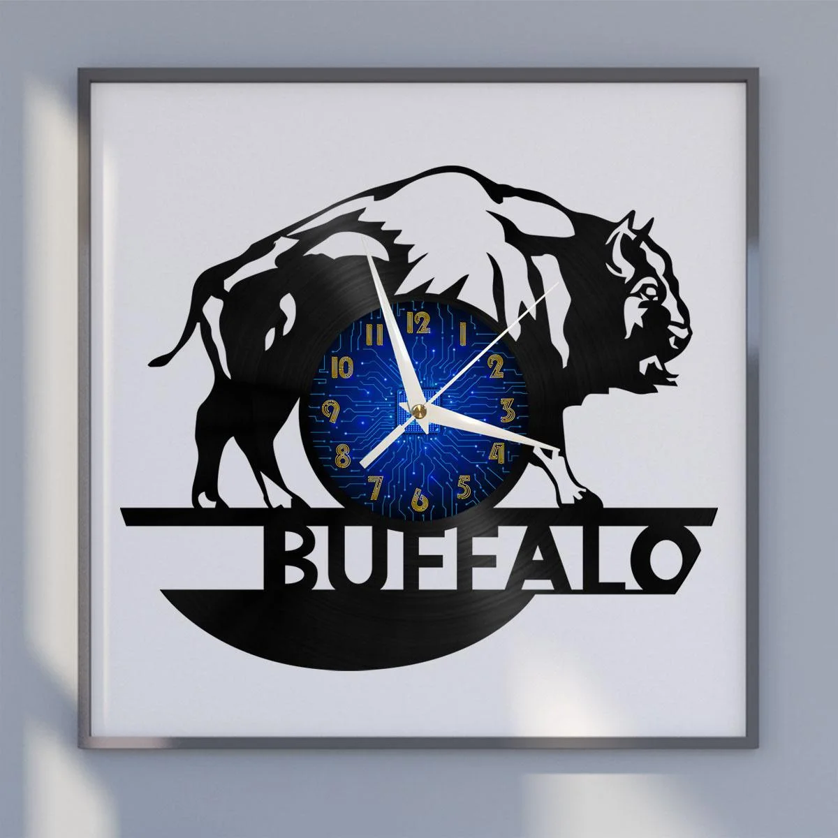 

Buffalo Vinyl Wall Clock, Vinyl Record Clock Wall Art Silent & Non-ticking