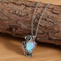 new fashion trend winding crystal collarbone chain vintage water drop rose flower pendant necklace for women dainty jewelry