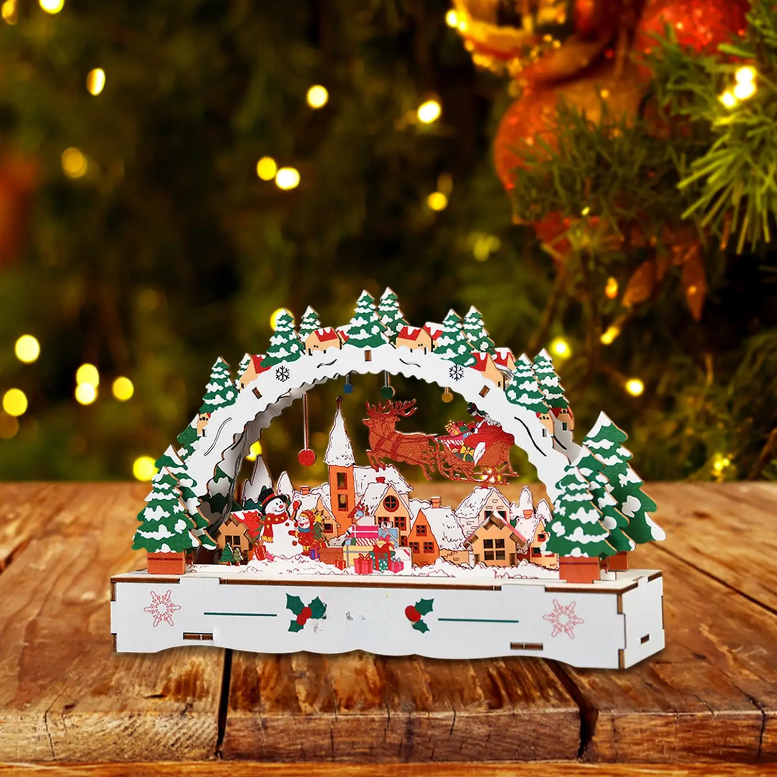 Светящаяся маленькая деревянная кабина центральное украшение стола