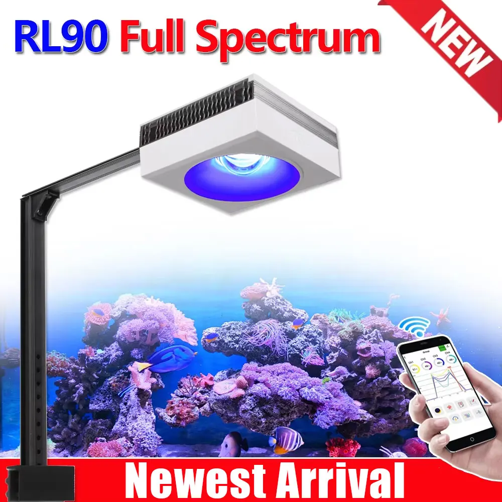 Фото PopBloom RL90 полный спектр, Wi-Fi лампа для аквариума, профессиональная морская лампа для аквариума 40-70 см, риф Коралл, SPS/LPS, аксессуары для аквариума, APP поддерживает русский язык №1