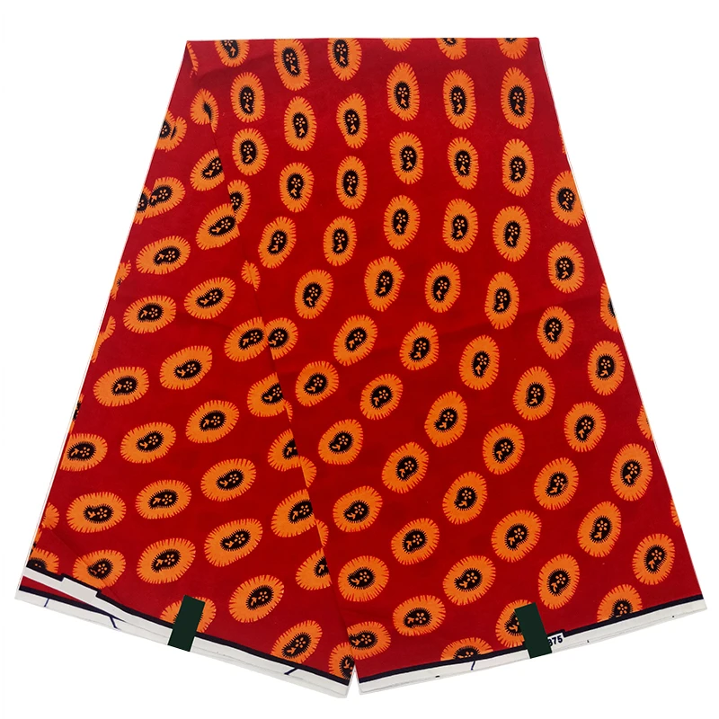 

Красная ткань, 100% хлопок, настоящие восковые принты, мягкие удобные восковые ткани в стиле Гана, 6 ярдов для шитья