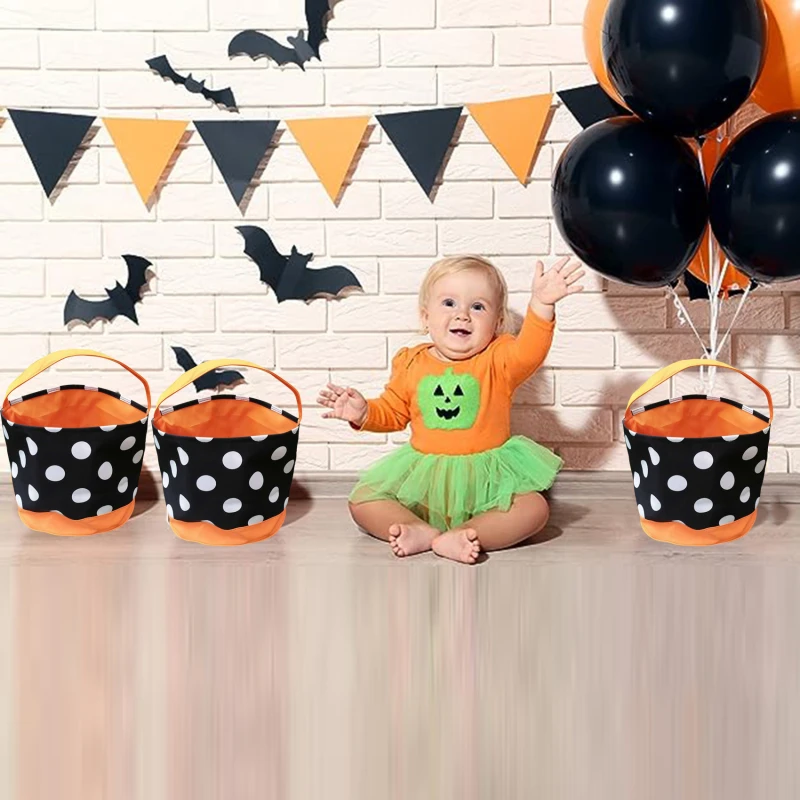 

Halloween Candy Gift Storage Bag Creative Pumpkin Bucket Candy Pail Foldable Gift Basket Halloween Decoration Props For Kids