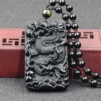 hot selling natural handcarve obsidian dragon brand necklace pendant fashion jewelry accessories men women luck gifts
