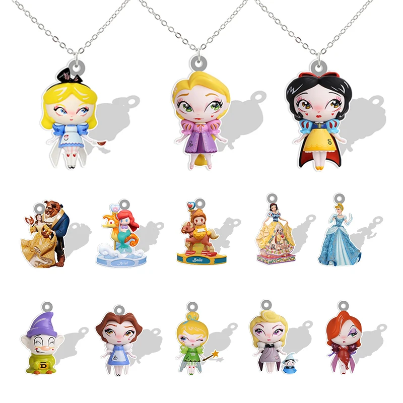 

Disney Princess Pendants Necklace Resin Snow White Cinderella Aurora Ariel Belle Sofia Melody Alice Elena Girls Gift GTX259