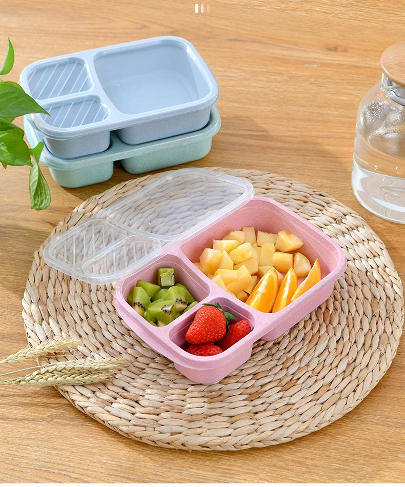 

Microwave Lunch Box Wheat Straw Dinnerware Food Storage Container Children Kids School Office Portable Bento Box Lunch Bag