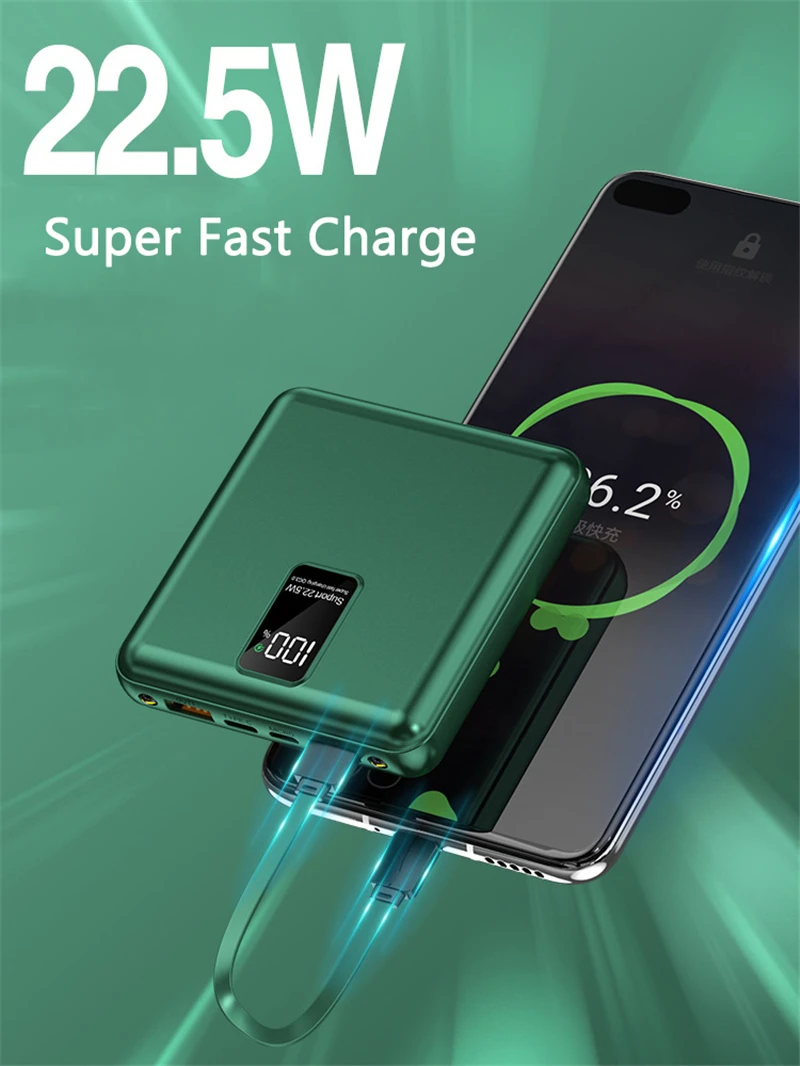 

Внешний мини-аккумулятор, 30000 мАч, 22,5 Вт, для Xiaomi, Huawei, iPhone, Samsung