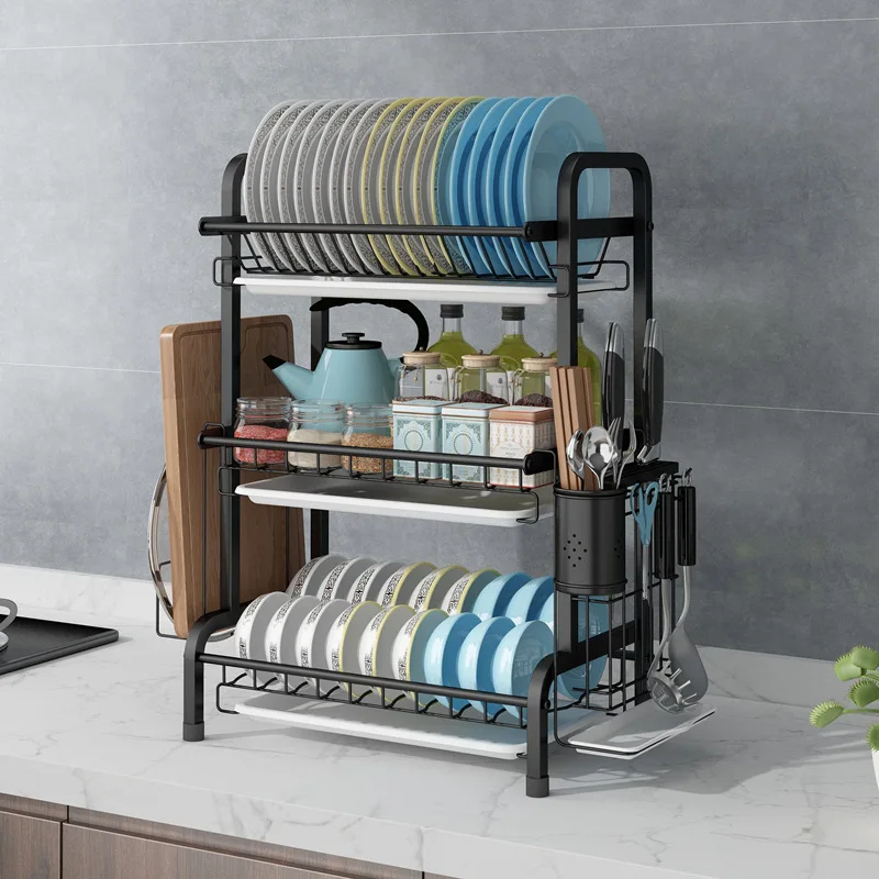 

Sink Drain Chopping Board Rack Drain Board Save Space Organizer 3-layer Plate Drain Board Rack Storage Rack Kitchen Storage Rack