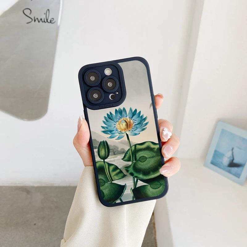 

Retro big flower soft silicone phone case for iphone 7 8 plus SE2 leaf plant Cover for iphone x xr xs 14 13 11 12 pro max shell