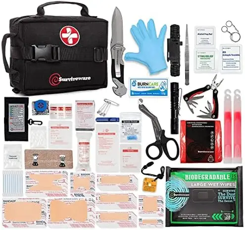

First Aid Kit - Emergency Preparedness at Home, Car, Office, Hiking, Camping & Outdoors Activities - 180 pcs Medical Supplie