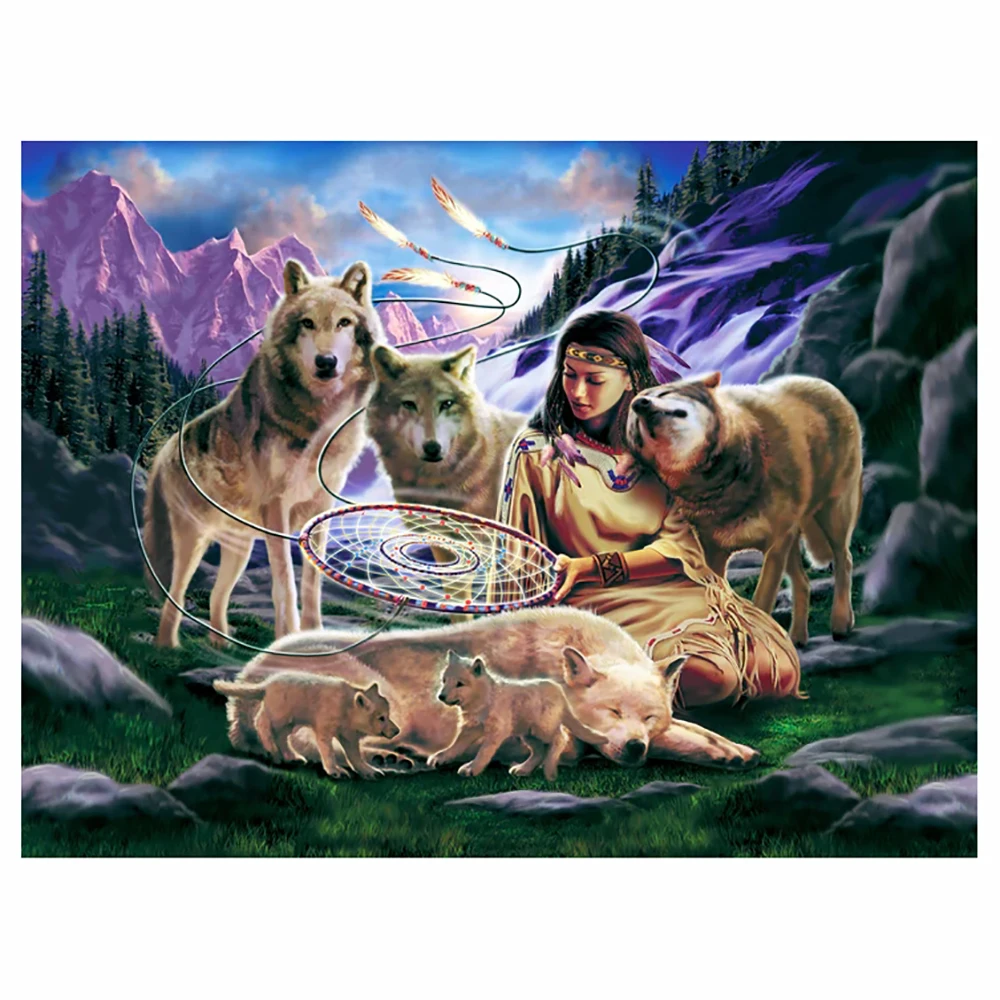 

Искусственная алмазная живопись, перо, красота, волк, набор для алмазной вышивки, мозаичная картина, закрытый домашний декор, подарок