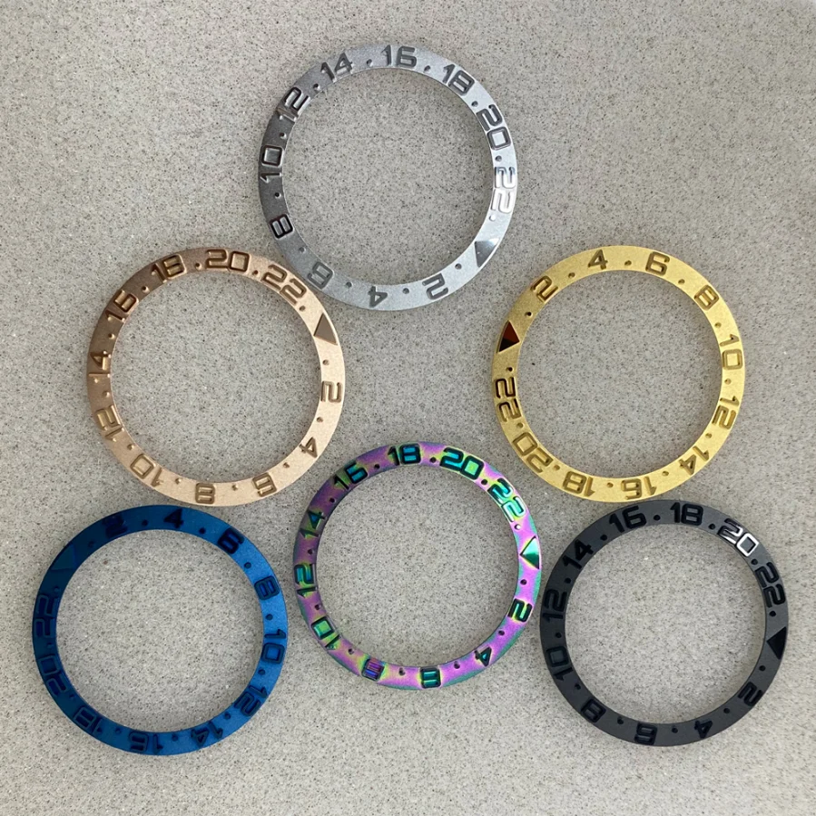 

38mm Ceramic/steel Ring Inset Rainbow Colored GMT Convex Letter 38MM Outer Diameter 30.5MM Inner Diameter Fits 40MM Case