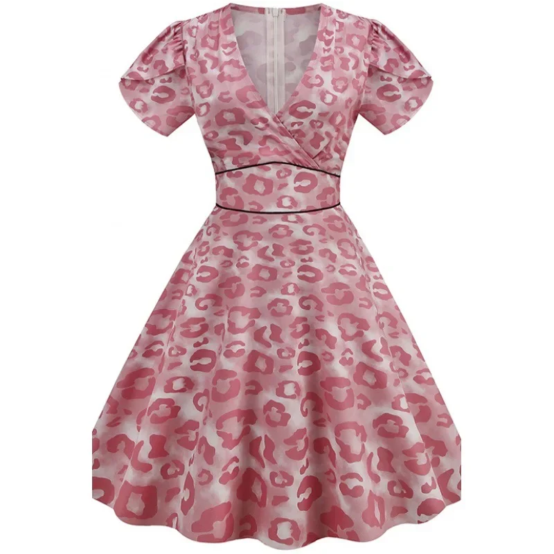 Новинка 2022 винтажная большая юбка с принтом в стиле Hebon v-образным вырезом и