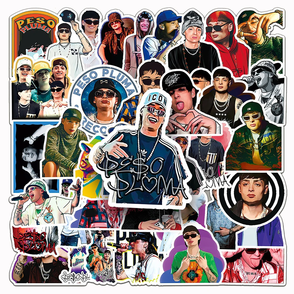 10/30/50Pcs Cool Pop Peso Pluma Stickers Hot Singer Sticker Per Laptop Skateboard Bike Notebook Impermeabile Graffiti Decal Toys