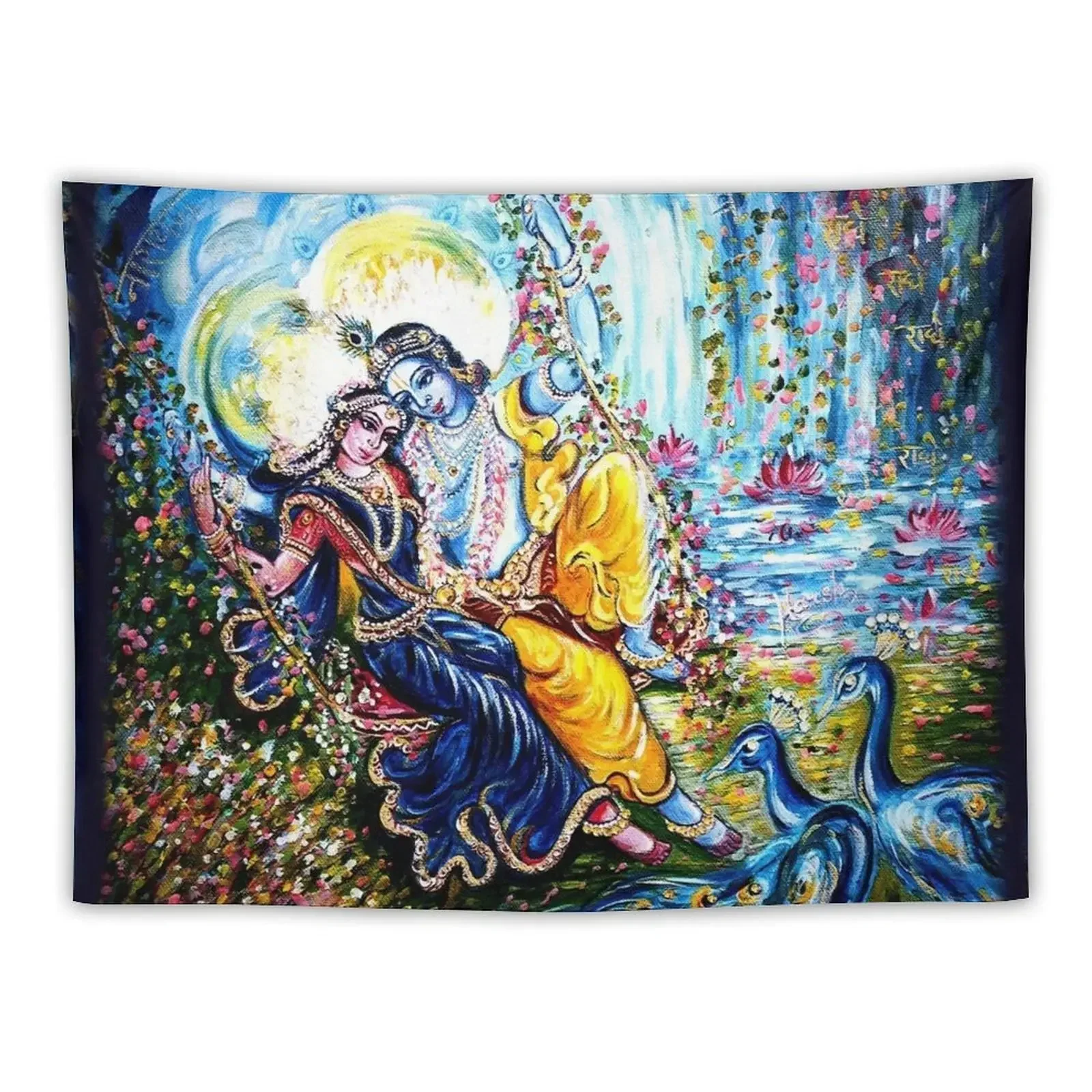 Radha Krishna Jhoola Leela Гобелен Гобелены Украшение Ванной комнаты Декор дома спальни